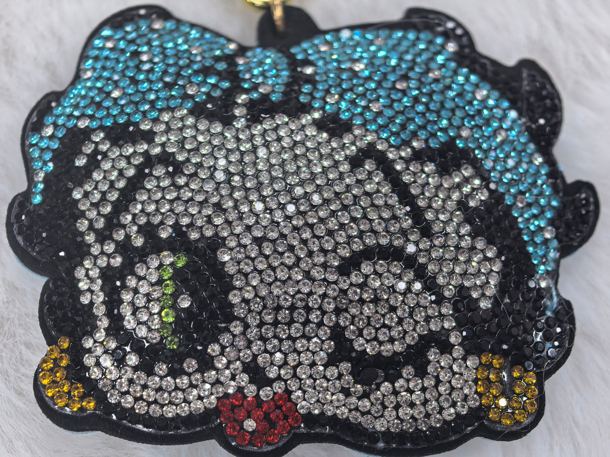 Cute Cartoon Rhinestone Keychain, Sparkly Crystal Bag Pendant with Wrist Lanyard
