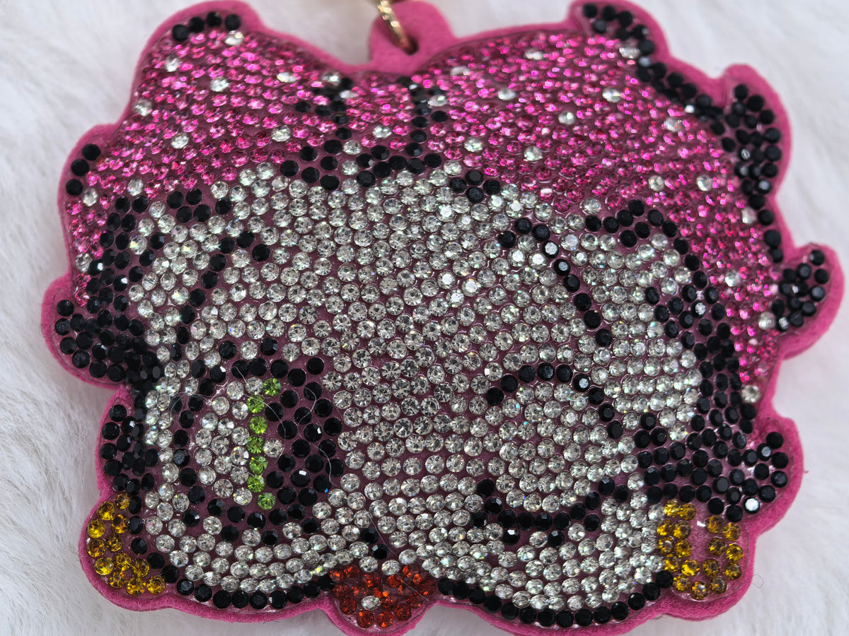 Pink Rhinestone Betty Boop Keychain, Sparkly Crystal Wrist‑Lanyard Handbag Ornament